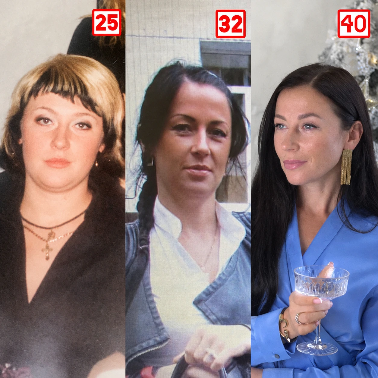 Сравнение результата: фото в 25, 32 и 40 лет